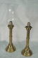 1145: Pair antique brass candle lamps