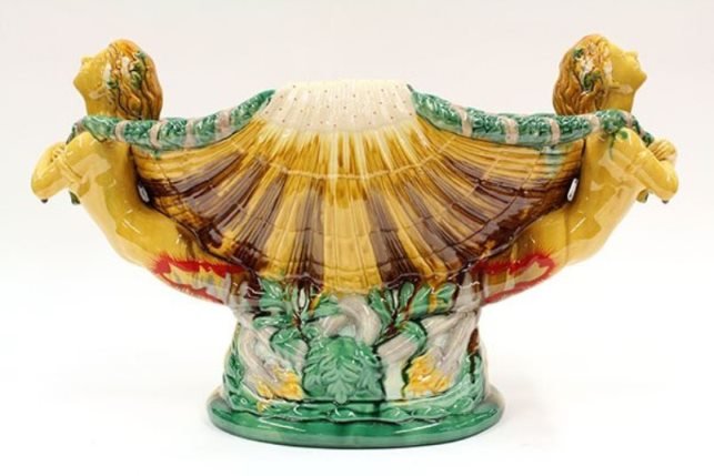 Minton Style Majolica Palissy Ware Charger 12": This is an Exquisite Intricately Sculptured Quality Charger done in the Minton Palissy Ware Style. This is not some cheap copy, the quality is outstanding. 12 inch diameter. It is marked on the bottom