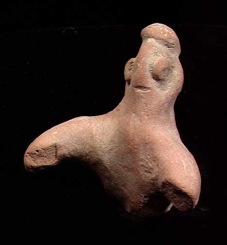 INDUS VALLEY FERTILITY GODDESS: INDUS VALLEY TORSO OF A FERTILITY GODDESS, ca. 3rd–2nd millennium BC. With applied eyes. 2.25 x 2.25 inches. Clear details. Scarce.Provenance: An extensive 20th century New Jersey collection. Assemb