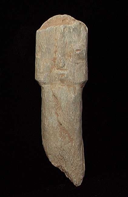 AFRICAN EARLY BURA STONE IDOL: EARLY BURA STONE IDOL. Niger, ca, 3rd century AD. The idol with slab head with carved features. 11.2". An early example, somewhat worn.