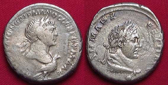 LARGE SILVER TETRADRACHM OF TYRE: TRAJAN, 98-117.Silver Tetradrachm of Tyre. Portrait with eagle and club/Bust Melquarth. VF/EF. Provenance: An extensive 20th century New Jersey collection assembled over the past 35 years. All pieces 