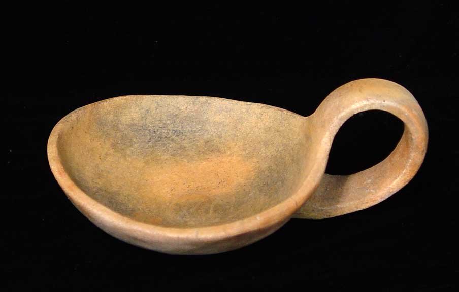 EUROPEAN BRONZE AGE DIPPER CUP: EUROPEAN BRONZE DIPPER CUP. Central Europe, 3rd-2nd millennium BC. 2 x 5.25 inches. Provenance: An old Eastern European collection. Formed in the early to mid 20th century. All pieces have been carefu