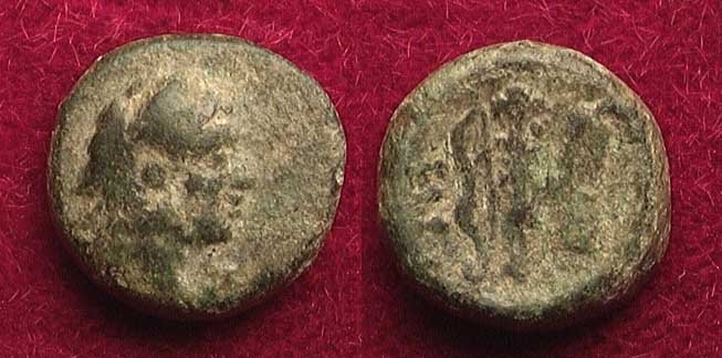 TOM VIRZI 1907 PROVENANCE....: LUCANIA, HERAKLEIA?, 330-228 BC. AE10, Sear 618 similar. Hd. Heracles wearing lion skin/Club, bow & quiver. VF. Rare. Provenance: The Thomas Virzi collection. During the late 19th century when he work