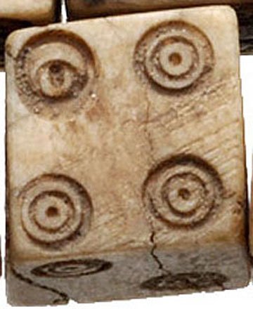 PAIR OF ROMAN IVORY DICE: PAIR OF ROMAN IVORY DICE. 1st-3rd century AD. 9 mm. Rare Roman gaming pieces... Provenance: An extensive 20th century New Jersey collection assembled over the past 35 years. All pieces have been caref