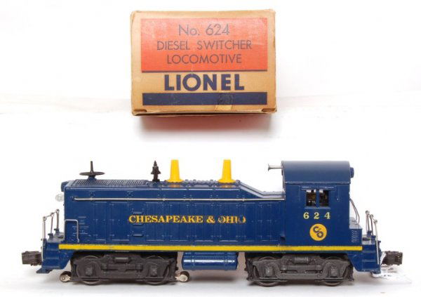 Lionel 624 Chesapeake and Ohio in OB: Lionel 624 Chesapeake and Ohio, nice C8 area. OB is C7+ with insert and Lionel wrap.