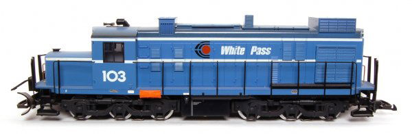 LGB 2155 S White Pass 103 w/ Sound: LGB 2155 S White Pass 103 w/ Sound. In original box, has been run. Box has minor wear.