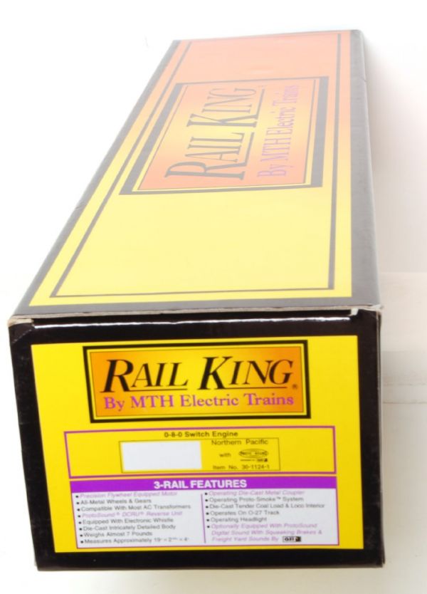 MTH 30-1124-1 Northern Pacific 0-8-0 Switcher: MTH 30-1124-1 Northern Pacific 0-8-0 Switch Engine with ProtoSound. Train looks C9, factory tested.