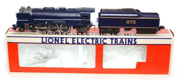 Lionel 8610 Fallen Flags Wabash 4-6-2 steam loco: Lionel 8610 Fallen Flags Series Wabash 4-6-2 steam locomotive and tender, #672. In original box, C8.