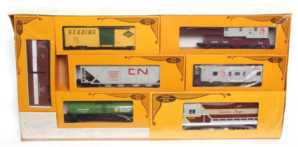 Lionel 1158 Maple Leaf Limited set 1981: Lionel 1158 Maple Leaf Limited set 1981. Includes 8152 CP diesel, 6433 CP caboose, 6508 CP crane, 6305 British Columbia Railway tank car, 6103 CN hopper, 9440 Reading boxcar, 9441 Merchandise Service