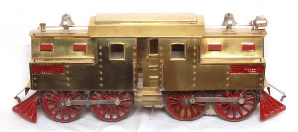 J. Cohen reproduction of a brass Lionel 54 loco: J. Cohen reproduction of a brass Lionel 54 standard gauge loco. light shelf dust but will clean C8. Powered with a single motor.