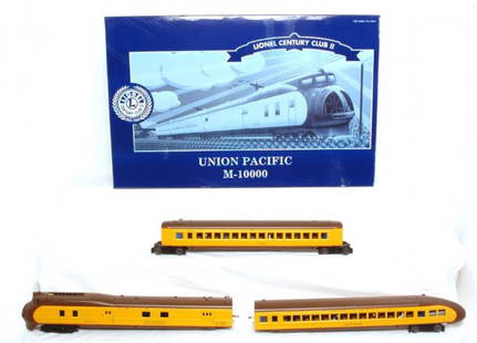 Lionel 51007 Union Pacific M10000 in OB: Lionel 51007 Century Club II, Union Pacific M10000 in original box, C7. Box shows light shelf wear.