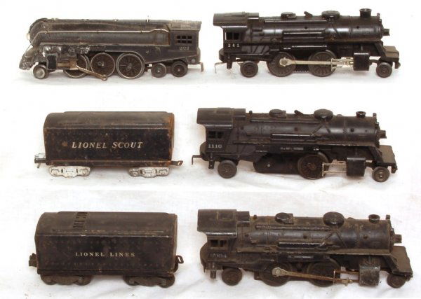 Lionel 221, 242, 1110, 6654W, 2034, tin tender: Lionel 221, 242, 1110, 6654W, 2034, unmarked tender. Items in this lot are sold as is shown in our photos with no returns.