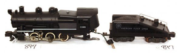 American Flyer 21005 0-6-0 steam switcher: American Flyer 21005 0-6-0 steam switcher with tender, needs light clean, C7 area.