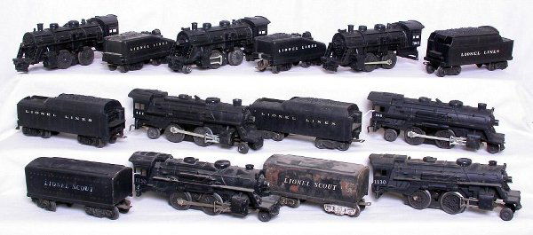 Lionel 1061, 1060, 1062, 242, 246 and 1130: Lionel 1061, 1060, 1062, 242, 246, 1130 and 1130 with misc tenders. C1-5.