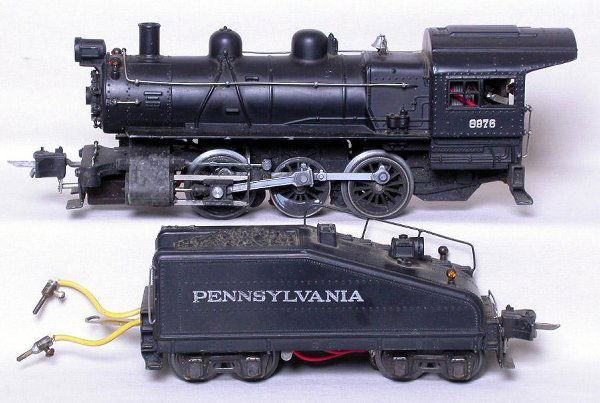 Lionel prewar O 227 0-6-0 and 2227B tender: Lionel prewar O 227 0-6-0 and 2227B tender, engine is missing headlight lens, tender has been rewired, look C5.