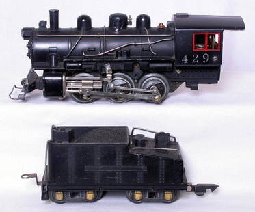 American Flyer prewar O 429 0-6-0 and tender: American Flyer prewar O 429 0-6-0 and tender, original C5.