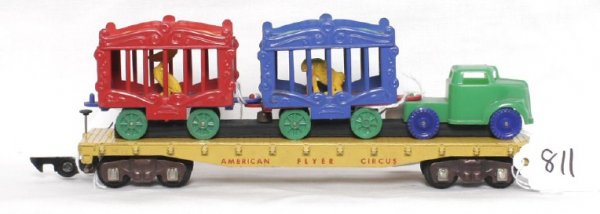 American Flyer 643 Circus Flatcar metal w/load - 2