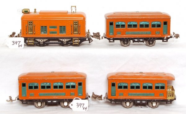 Lionel 248, 629, 629, 630 passenger set: Lionel 248, 629, 629, 630 passenger set, C6. Loco has been repainted.