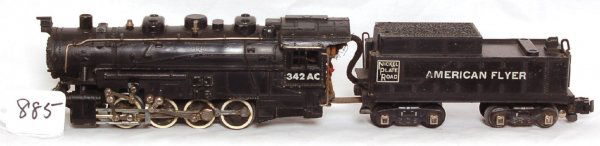 American Flyer 342AC die-cast NKP 0-8-0 switcher: American Flyer 342AC die-cast NKP 0-8-0 switcher and tender, C7.