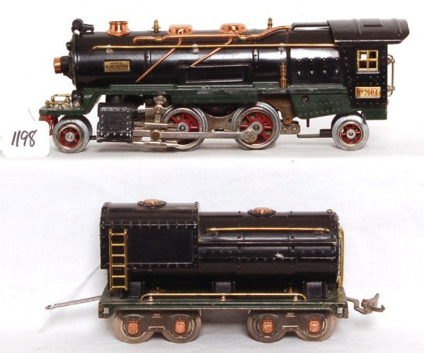 Lionel No. 260E 2-4-2 loco and tender: Lionel No. 260E 2-4-2 loco and tender, loco has been rewheeled, otherwise C6 area.