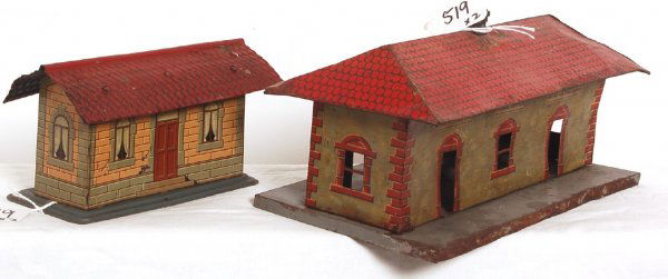 Two German train stations, one Bing: Two German train stations, one is marked Bing, the other is marked Made in Germany. Please view our photographs for the best description and as to condition of the items in this lot. Items in this lot