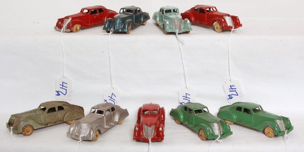 Nine Hubley diecast cars