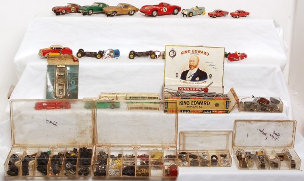 Lot of slot cars, motors, tires and other parts