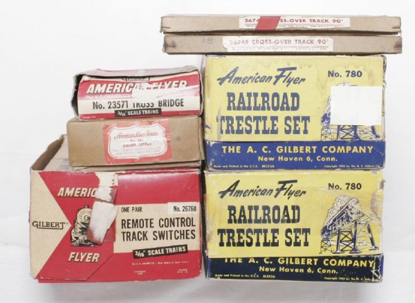 Large lot of American Flyer accessories in OB