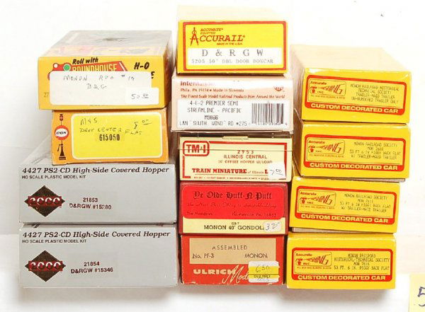 IHC 4-6-2 L&N 4-6-2 and twelve freight cars: International Hobby Corp. M9866 Louisville and Nashville 4-6-2 premier semi streamline Pacific loco and tender. Cox 615050 M & S depressed center flatcar w/load. Life-Like Proto Series 2000 21853 D&RG