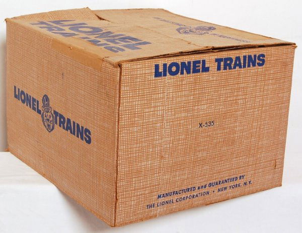 Lionel Montgomery Ward set box only X-535 1960: Lionel Montgomery Ward set box only X-535 from 1960. This set included 45 US Marines, 3419, 6844, 6830 and a 6017. According to the book- LionelÕs Promotional Outfits by John Schmid, 1500 sets were p