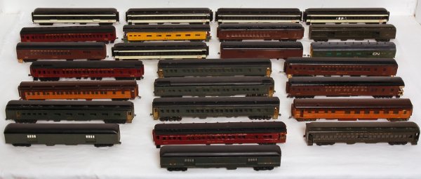 Twenty-five kit built OO gauge passenger cars