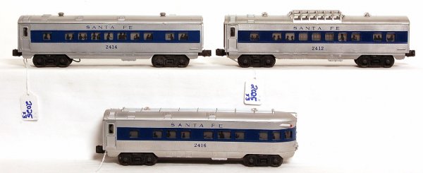 Lionel 2412, 2414, 2416 Santa Fe passenger cars