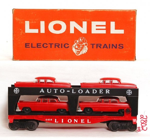 Unrun Lionel 6414 autoloader, red autos, OB