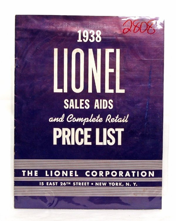Lionel dealer display catalog/prices 1938