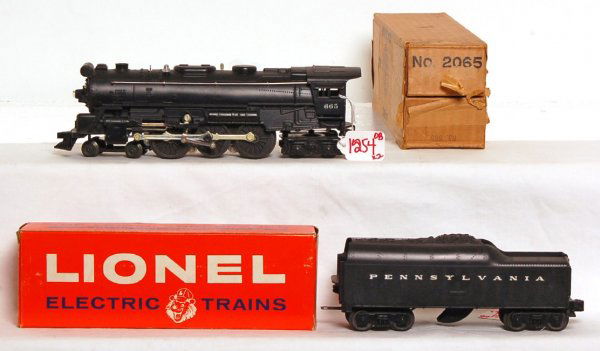 Lionel 665 Hudson, 736W Pennsylvania tender OB: Lionel 665 Hudson with 736W Pennsylvania tender. C7+. Boxes are C7-8.