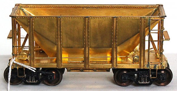 Brass O scale 2 rail hopper unfinished: Brass O scale 2 rail hopper unfinished, C7-8.