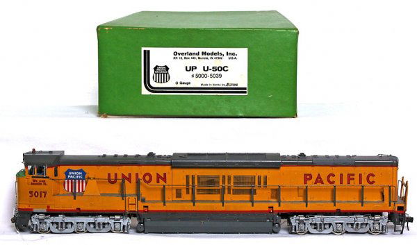 Overland Models brass U.P. U-50C diesel in OB: Overland Models, Ajin Precision brass 2 rail O scale Union Pacific U-50C diesel loco in original box. Train has touchups and a loose front couplers, C7 area.