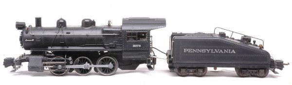Lionel 230 0-6-0 Loco 2230B Pennsylvania Tender: Lionel prewar O gauge 230 B-6 semi-scale 0-6-0 steam switcher and 2230B Pennsylvania slope back tender, C7-8.