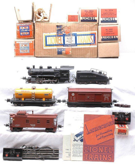 Lionel Set No. 863B Freight Set Like New Boxed: Lionel prewar O gauge freight set no. 863B, circa 1941, in individual OBs with cardboard inserts, original wrap, instruction sheets, operating booklet and set box containing; 228 B-6 semi-scale 0-6-0