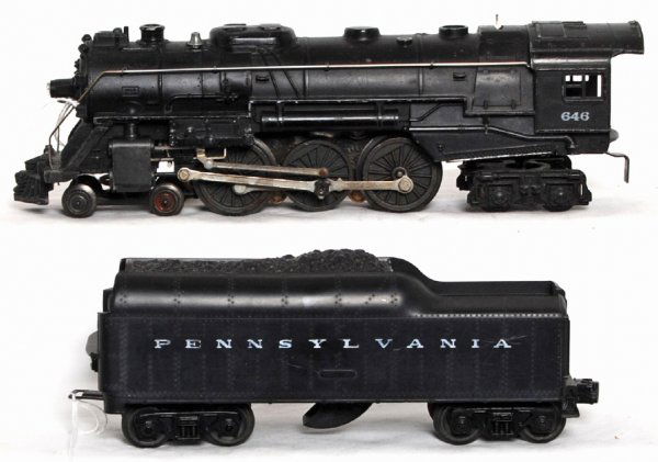 Lionel 646 4-6-4 loco and PRR tender: Lionel 646 4-6-4 loco and unnumbered Pennsylvania tender, C6+.