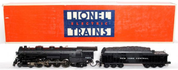 Lionel 18009 NYC 4-8-2 Mohawk L-3 class loco: Lionel 18009 NYC 4-8-2 Mohawk L-3 class loco and tender in original box, train looks C9 but graded C8 due to having been run. Box shows a tiny bit of light wear.