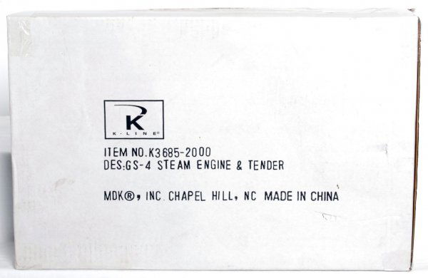 K-Line K3685-2000 GS-4 steam engine and tender: K-Line K3685-2000 GS-4 steam engine and tender in factory sealed original box, C10.