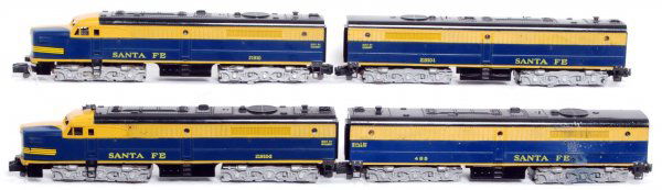 American Flyer 21901, 21901-1, 21901-2, 485: American Flyer S gauge 21901 Santa Fe Alco PA, 21901-1 Santa Fe Alco PB, 21901-2 Santa Fe Alco PA and 485 Santa Fe Alco PB. 21901 missing horn and antenna, C6-7. 21901-1 missing antenna, C6-7. 21901-2