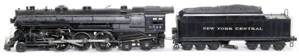 Lionel 700K New York Central 5344 full scale Huds: Lionel 700K New York Central 5344 full scale Hudson and tender. Frame is serial number 011345 from 1937. Has a correct 700K ash pan plate. Later boiler with thick window struts. Blind center driver on