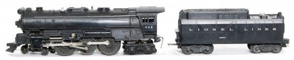 Lionel 665 4-6-4 loco and 6026W tender: Lionel postwar O gauge 665 4-6-4 loco and 6026W tender, nicer C6+.