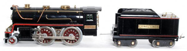 Nicely restored Lionel 384E and tender: Nicely restored Lionel standard gauge 384E 2-4-0 loco and tender, tender is missing handrails/grab irons, C8+.