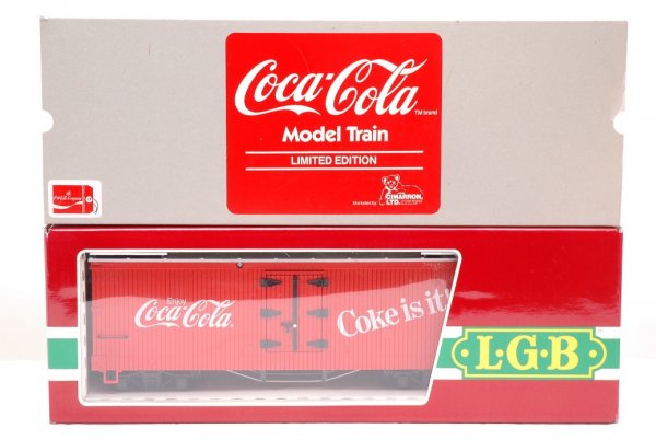 LGB Limited Edition 4072 Coke Boxcar MINT OB: LGB G scale Limited Edition 4072 Coca-Cola boxcar in OB with outer sleeve, C10.