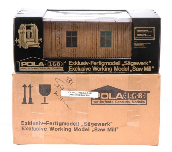 Pola/LGB 1936 Operating Saw Mill MINT Boxed: Pola/LGB 1936 operating BobbyÕs Saw Mill in OB with outer shipping carton, C10.