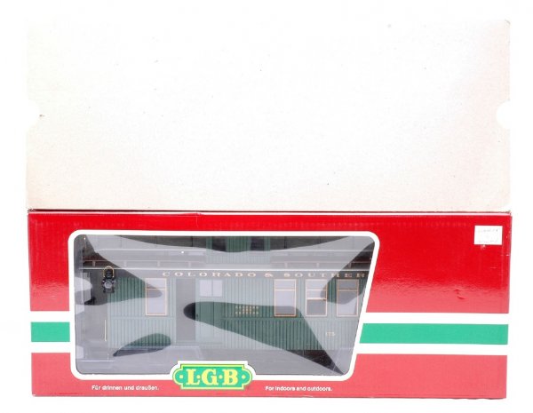 LGB 44750 C & S Drovers Caboose MINT OB: LGB G scale 44750 Colorado & Southern Drovers caboose in OB with outer sleeve, C10.
