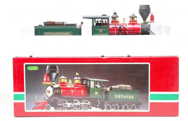 LGB no. 18 Steam Loco D&RG Tender MINT Boxed: LGB G scale 2018D no. 18 loco with Denver & Rio Grande tender in OB, C9.